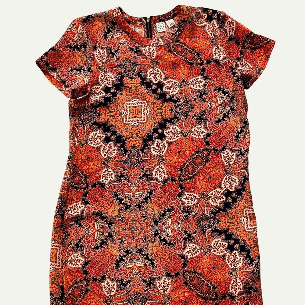 Anthropologie ARTISAN NY boho western chic dress fall paisley geo floral print 8